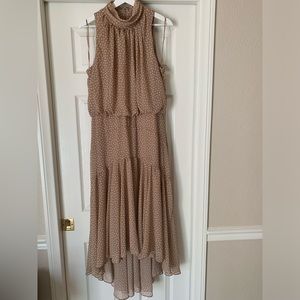 Beige and cream polka dot dress